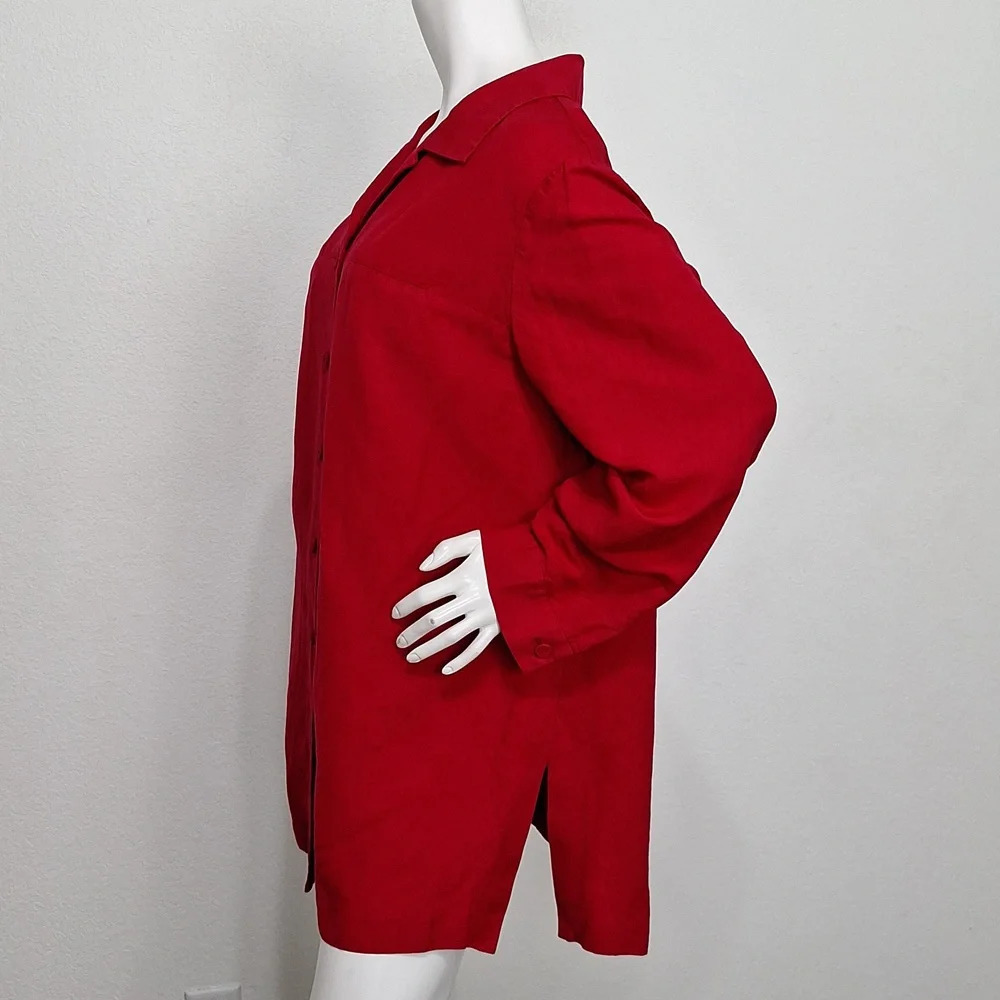 Dana Buchman Red Linen Blend Preppy Button Down Lightweight Jacket Plus Size 16 - Picture 5 of 7